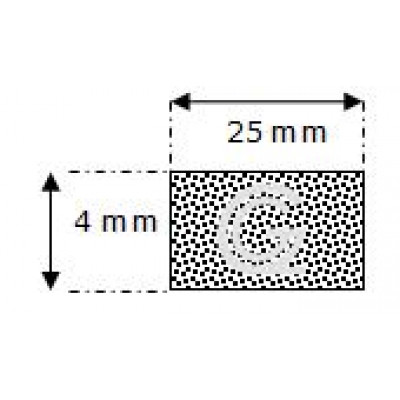 Rechthoekig mosrubber snoer | 4 x 25 mm | per meter